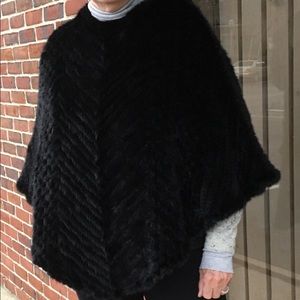 NWOT Mink hooded poncho.